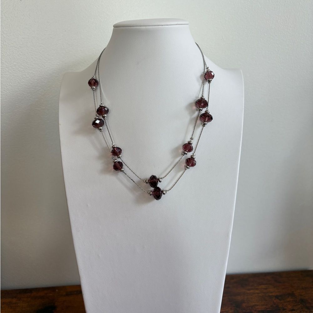 Elegant Double Strand Purple Bead Necklace NWOT